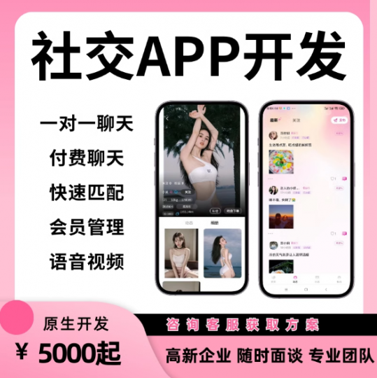 交友app开发一对一付费聊天语音房软件同城相亲约会小程序app制作